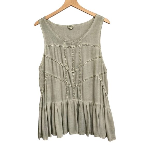 POL Clothing Womens Small Tank Top  Boho Oversized Sage Green Mineral Washed - Picture 5 of 9